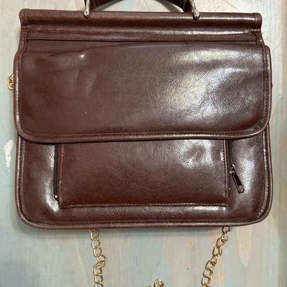 Brown Leather Women Bag with Chain Strap - Picture 3 of 3